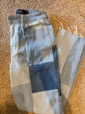 Hollister Two-Tone Patchwork Blue Denim Jeans
